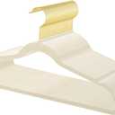 TIMMY 36-Pack Velvet Hangers with Gold Hooks - Space-Saving Non-Slip Heavy-Duty Clothes Hangers for Coats, Suits, Dresses, and Sweaters - Slim Design(Ivory+Gold), 17inch-36pack
