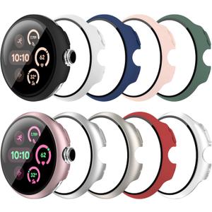 10 Pack Case for Google Pixel Watch 3/2/1 41mm with Tempered Glass Screen Protector, Shockproof Hard PC Bumper, All-Around Protective Cover Compatible with Pixel Watch 3/2/1 41mm Accessories