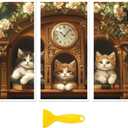 Peacoblue Rub on Transfer Decal Sticker for Furniture Craft Decor 6"x12" Bookcase Cat, 3Pcs Waterproof UV DTF Transfer for Drawer Dresser Glass Porcelain Wood Plastic