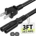 Vockjour 2 Prong AC Power Cord 3Ft Black, Universal Power Cable Replacement for Sony PS5/PS4/PS3 Slim, PlayStation 5 4 3, Xbox One X/S, Xbox Series X/S, TV, Printer-ETL Listed