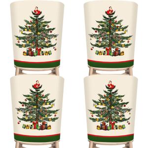 4Pcs Christmas Chair Covers Vintage Xmas Tree Dining Chair Slipcovers Retro Pine Tree Removable Seat Protector Covers for Winter Home Dining Party Supplies