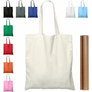 NPBAG 5  Pack 15'' X 16'' Natural Cotton Tote Bags, Lightweight Blank Bulk Cloth bags with 1pc of PTFE Teflon Sheet (5-Pack) (Medium)
