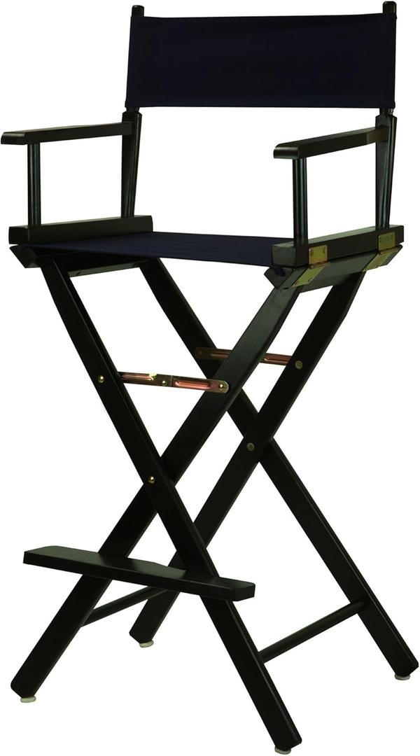 Casual Home 30" Director's Chair Black Frame-with Navy Canvas, Bar Height