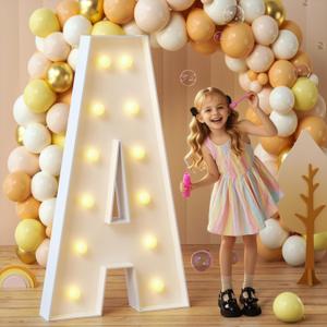 IMPRSV Marquee Light Up Letters, 4FT Mosaic Letters with Light for Baby Shower Graduation Party Decor, Large A for Engagement Wedding Party Decorations (Need to Assemble)