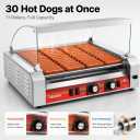 Commercial 11-Roller Hot Dog Cooker Machine, Holds 30 Hot Dogs, 1670W Non-Stick Stainless Steel Sausage Grill for Parties Events Food Stalls