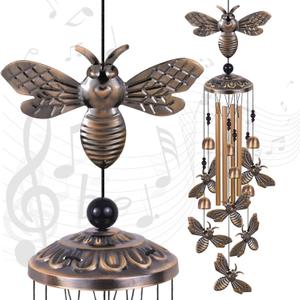 Bronze Bee Wind Chimes  Garden, Home & Patio, Balconies, Room, Indoor, Outdoor Decoration, Bee Decor, Outdoor Bees Wind Catcher, Memorial Wind Bells Gifts for Mom & Women
