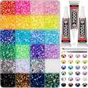 9000Pcs Rhinestones for Bedazzling, 5mm Bedazzler Kit with Flatback Rhinestones for Clothes Crafting Crafts Nails Clothing, Flat Back Resin Rainbow Colorful Colored Crystal with B 7000 Glue Clear
