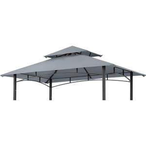 ABCCANOPY Grill Gazebo Canopy Replacement - 5x8 Double Tiered BBQ Canopy Top Cover for #L-GG001PST-F, Outdoor Grill Tent Roof (Gray)