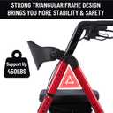 Walkers for Seniors with Seat,450Lbs Rolling Walker, 22" Extra-Wide Heavy-Duty Foldable All-Terrain Rollator Walker with Adjustable Ergonomic Breathable Seat,Brake,Adjustable Height 33"-41.5"(Red)