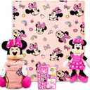 Disney Minnie Mouse Throw Blanket and Character Pillow - Bundle with Blanket, Hugger Character, Stickers, More | Minnie 40x50 Throw for Kids & Teens