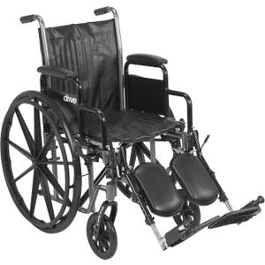 Drive Medical SSP218DDA-ELR Silver Sport 2 Lightweight Folding Wheelchair with Detachable Desk Arms and Swing Away Footrests, Black