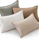 MIULEE Neutral Linen Pillow Covers Pack of 4 Decorative Natural Solid Throw Pillow Covers Soft Accent Boho Farmhouse Couch Pillowcases Modern Home Decors for Living Room Bed Sofa 12x20 Inch