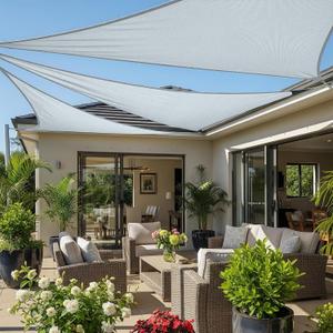 Cool Area Sun Shade Sail 10x10x10FT Triangle Shade Canopy Outdoor Sunshade for Patio Backyard Garden, Silver Grey