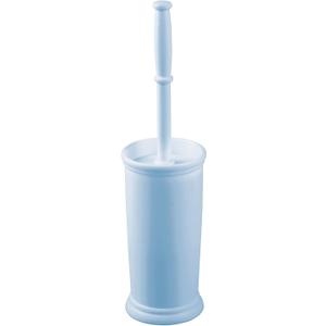 mDesign Toilet Bowl Brush and Holder - Covered Bathroom Toilet Brush - Standing Toilet Bowl Scrubber in Modern Holder - Space Saving, Deep Cleaning Brush for Toilet - Hyde Collection - Light Blue