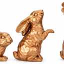 GoGnome Set of 3 Rosy Bronze Easter Decorations Resin Bunny Figurines  Easter Decorations for Home, Elegant Rabbit Decor for Table, Shelf, Mantel (Gold)