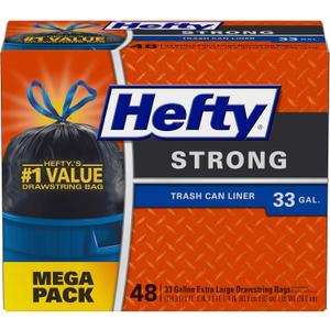 Hefty Strong Large Trash Bags, 33 Gallon, 48 Count (Pack of 3), 144 Total