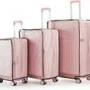 TRAVELEO 4 Piece Expandable Hardshell Pink Luggage Sets with Spinner Wheels, Lightweight Travel Suitcase Set with TSA Locks, 20 inch Carry On for Women (Blush Pink, 3 Piece Set)