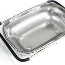 GREATLINK Over Sink Expandable Colander - Fine Mesh Strainer Basket with Extendable Handles for Kitchen, 6QT Vegetable Fruit Pasta Strainer for Washing Rice, Kitchen Colander