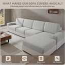 QIANMEW Couch Cushion Covers, Super Stretch Washable Sofa Slipcovers for L Shaped & Modular Seats, Pet-Friendly Furniture Protector with Stripe Design, (2 Seat Covers S+1 Chaise, Light Gray)
