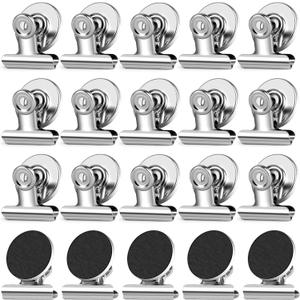 20 Pack Fridge Magnet Refrigerator Magnets, Strong Magnetic Clips, Heavy Duty Clip Magnets for Photo Displays, Whiteboard Magnets for Home, Office, Classroom (Silver)
