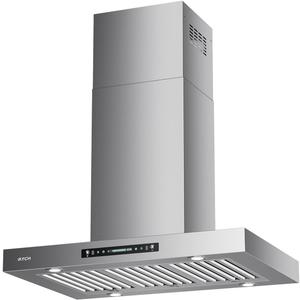 IKTCH Upgrated 36 inch Island Mount Range Hood, 900 CFM Ducted Range Hood with 4 Speed Fan, Stainless Steel with Gesture Sensing & Touch Control Making life Smarter IKIS02-36
