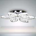 CLAIRDAI 20" Modern Crystal Chandelier, Flower Led Chandelier with K9 Crystal Acrylic, Cool White 6500K, 20" x 20" x 3.1" for Living Room