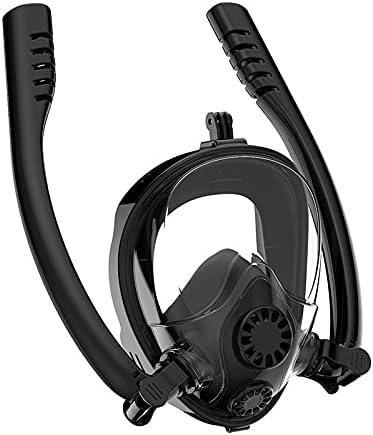 Snorkel Mask,Full face Diving mask,Double Tube Breath Separation,Anti Fog Anti Leak, 180 Degree Ultra Wide Angle,GoPro can be Installed,Suitable for Adults and Beginners (Large-X-Large, Black)