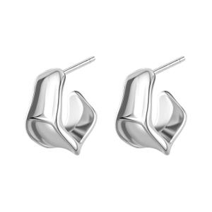 Chunky Gold Hoop Earrings for Women, 14K Gold/Silver Plated Statement Geometric Drop Dangle Earrings Trendy Knot Stud Hypoallergenic Fashionable Gift for Women (Silver)