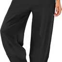 Caracilia Women Barrel Wide Leg Pants Casual Elastic Waist Loose Comfy Spring Vacation Travel Baggy Lounge Sweatpants (X-Large, Black)