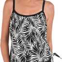 Maxine of Hollywood Women's Scoop Neck Faux Side Tie One Piece Swimsuit (10, Ivory//Palm Retreat)