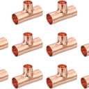uxcell 12.7mmx10mmx12.7mm (0.5"x0.31"x0.5") Copper Reducing Tee Copper Pressure Pipe Fitting Connector for Plumbing Supply and Refrigeration 10pcs