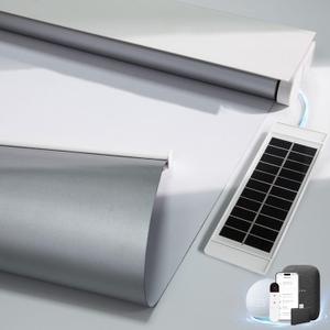 Motorized Blinds with Remote Control, Complementary Solar Panel 100% Blackout Smart Shades Cordless Automatic Custom Size Blinds for Windows, White-34x72