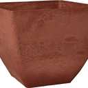 PSW Pot Collection FB40TC 16x13 inch Plastic/Stone/Wood Composite Square Planter No Drainage Hole (Drillable), Modern Indoor/Outer Pot for Flowers, Foliage, Fairy Gardens, Terra Cotta Color, 16 By 16 By 13-inches
