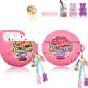 Lupct for Airpod 2/1 Silicone Case, Soft Cartoon Fashion Cute Food Design Air Pods Cover Kids Girls Women Funny Headphone Fun Cool Unique Kawaii Keychain Cases for AirPods 2&1 (Popo Candy Chain)