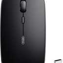 INPHIC Wireless Mouse Rechargeable, 2.4G Slim 700mAh, Silent Computer with USB Receiver, 3 Adjustable DPI Portable (Black)