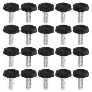 PATIKIL M4x12mm Knurled Thumb Screws, 20 Pack Male Thread Round Clamping Screws Knobs Hand Grip Bolts Mounting Fasteners for Lighting Furniture Hardware Black