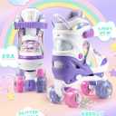 SULIFEEL Rainbow Unicorn 4 Size Adjustable Roller Skates for Girls Boys for Kids Children Skates Indoor Outdoor, Medium - Big Kid
