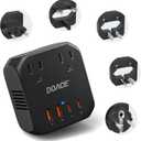 DOACE 220V to 110V Voltage Converter US to Europe, 2000W Travel Voltage Converter for Hair Dryer Straightener Curling Iron,10A Power Adapter with PD20W 2USB and UK/EU/AU Plugs, Black