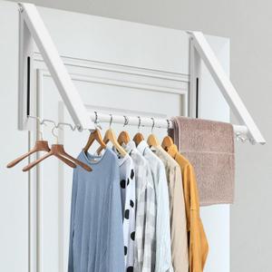 HOME RIGHT Over The Door Clothes Hanger,1.69 Inch Door Hook for Over The Door Drying Rack,Foldable Retractable Overdoor Hanger Hook for Bathroom,Laundry Room,Apartament and Bedroom