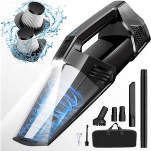 Blestan Handheld Vacuum Cordless Portable Car Vacuum with LED Light, High Power Suction, 3 in 1, Lightweight Rechargeable Hand Vacuum, Hand Held Vacuum Cleaner for Car Home Office, Pet Hair, Black