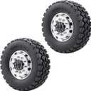 Que-T Metal Front Wheel Rims Hubs & Rubber Tires for 1/14 RC Tamiya Tractor Climbing Trailer Car, Pack of 2