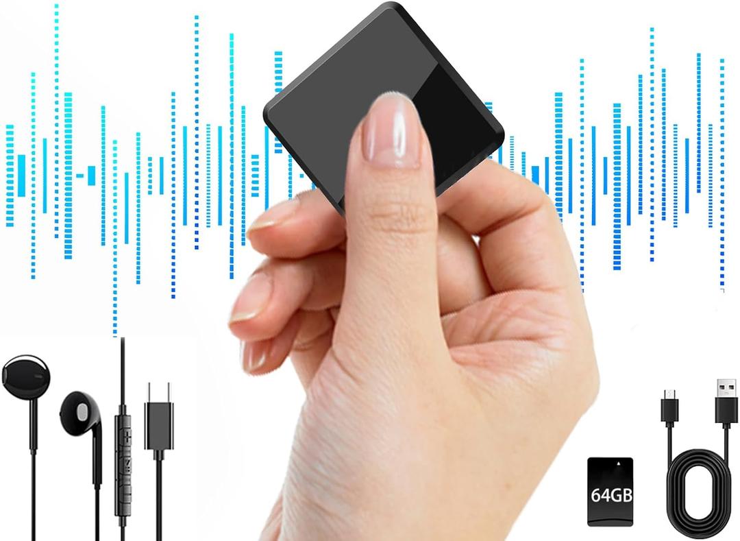 Voice Recorder - 64GB Listening Devices - Clear Audio Quality, Mini Small Recording Devices, Audio Recorder for Car,Meetings,Lecture,Interview