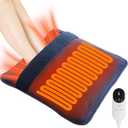 Electric Heated Foot Warmers for Men and Women,Double-Sided Heating,6 Fast Heating Settings 3 Timers,10 ft Cord Electric Fast Heat Pad with Heat Settings Under Desk,Bed,Office,Home (Navy Blue)