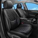 Car Seat Covers Full Set Black, Luxury Faux Leather Car Seat Covers Waterproof Non-Slip Seat Protector Universal Fit for Most Cars SUVs Trucks Pick-ups,Car Accessories for Front Seats and Back