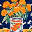 Retor Orange Flowers in a Tin DIY Paint by Numbers for Adults Orange Floral DIY Oil Painting Acrylic Paint Art Painting Kit Canvas with Acrylic Paints Vintage Flowers Art 16x20 Inch（DIY Frame ）