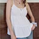 SHENHE Women's Summer Ruffle Hem Babydoll Tank Top Spaghetti Strap Tiered Peplum Camisole (White, S)