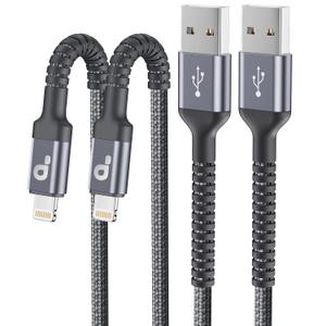iPhone Charger Cable 2Pack 6FT, Nylon Braided Lightning Cable, [Apple MFi Certified] Fast Charging iPhone Charger Cord Compatible with iPhone 14 13 12 11 Pro Max XR XS X 8 7 6 Plus iPad and More (6FT, Grey)