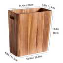 LiTY 3 Gallons Wooden Wastebaskets, Solid Acacia Wood Waste Basket with Handles, Rectangular Trash Can, Garbage Bin for Bedroom, Bathroom, Kitchen, Living Room, Office Decorative