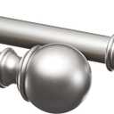 Amazon Basics Adjustable Heavy Duty Curtain Rod for Windows, Round Finials, 1-Inch Rod, 72" to 144", Nickel, 1-Pack