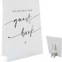 Plese Sign Our Guest Book Sign(8 x 11 Inch Table Sign with Holder) Wedding Shower Bridal Shower or Baby Shower Favors for Guests-WEEDS03